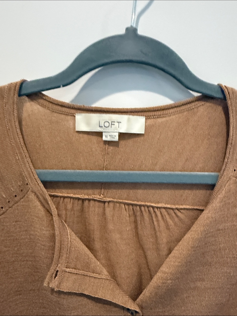 LOFT Brown Button-Front Knit Top